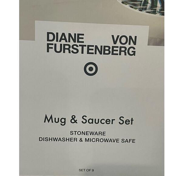 Diane Von Furstenberg DVF x Target Arrow Geo Mug Drinkware Set W/Saucers & Stand - Picture 3 of 5